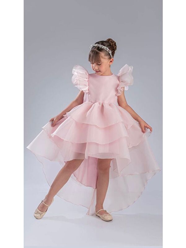 Mnk Baby & Kids Kız Çocuk Kuyruklu , Taçlı Vragia Abiye Elbise M00745