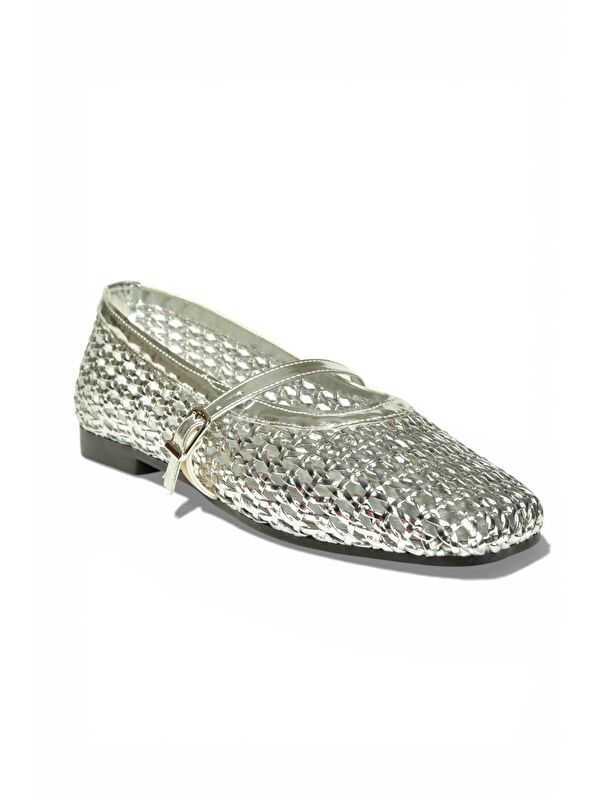 Fox Shoes Gümüş Kadın Babet Y726431709