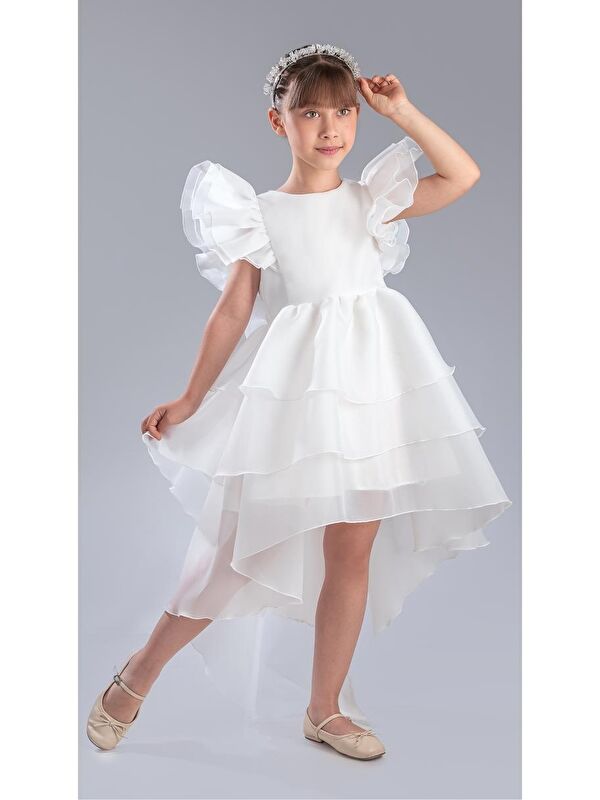 Mnk Baby & Kids Kız Çocuk Kuyruklu , Taçlı Vragia Abiye Elbise M00745