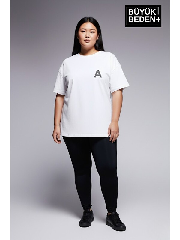 Süperlife Kadın Büyük Beden A Baskılı 3xl-6xl Bisiklet Yaka Tshırt SPR26BTSK510-12