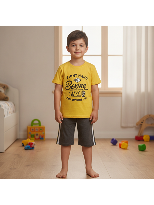 Bonbon Çocuk Baskılı Sarı Renk 2'Li Takım Cb1059