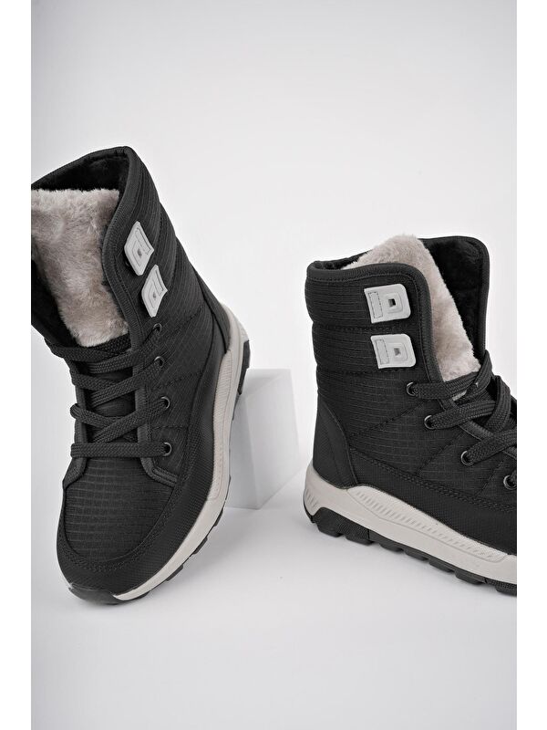 BUGS Çocuk Unisex Tırtıklı Taban İçi Kürklü Bağcıklı Fermuarlı Yağmur ve Kar Botu - Görsel 5