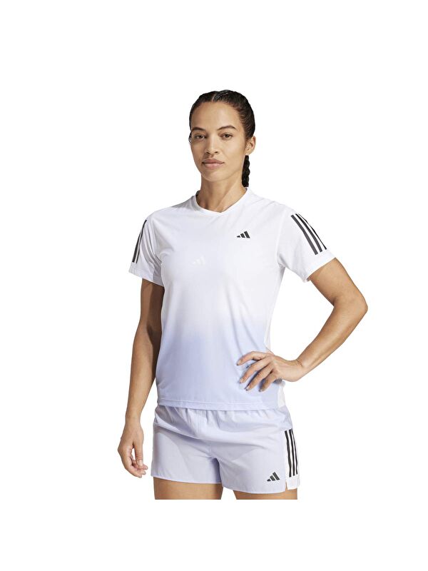 Adidas Own The Run Climacool Colorblock Kadın Beyaz Yuvarlak Yaka Tişört