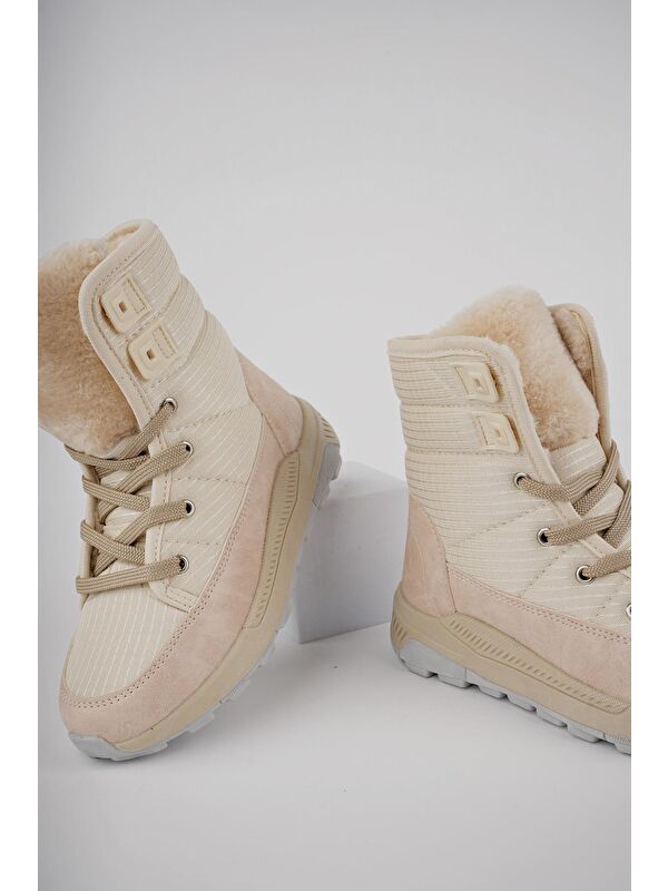 BUGS Çocuk Unisex Tırtıklı Taban İçi Kürklü Bağcıklı Fermuarlı Yağmur ve Kar Botu - Görsel 5