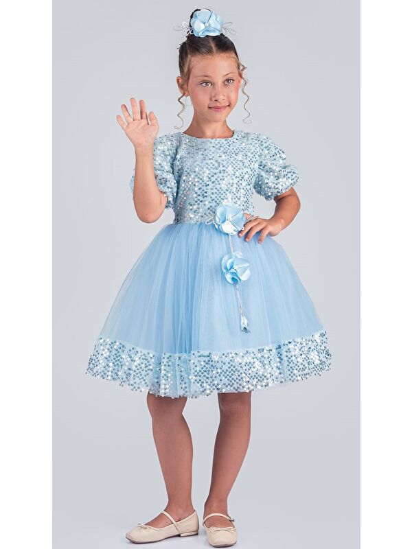 Mnk Baby & Kids Kız Çocuk Etek Ucu Pullu Venna Abiye Elbise M00761