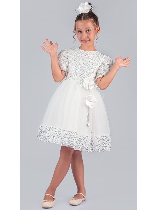 Mnk Baby & Kids Kız Çocuk Etek Ucu Pullu Venna Abiye Elbise M00761