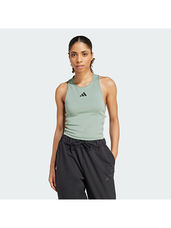 Adidas Bra 3-Stripes Kadın Haki Bisiklet Yaka Atlet