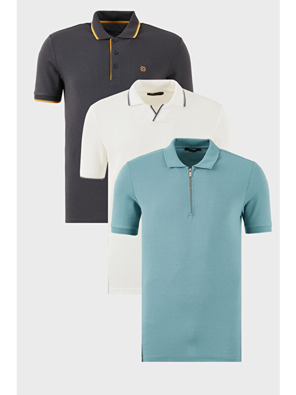 Buratti Pamuklu Regular Fit 3'lü Paket Polo Yaka Tişört 59029641518S3