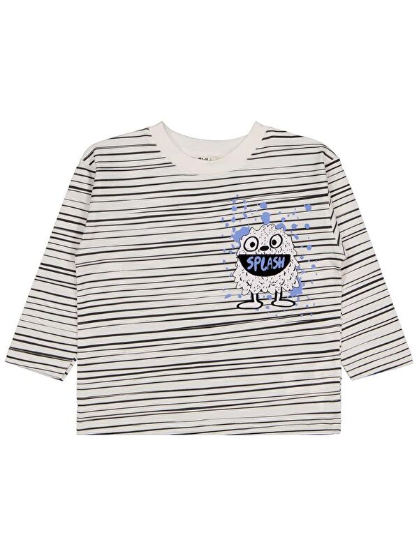 Civil Boys Çizgili Canavar Baskılı 2-5 Yaş Sweatshirt