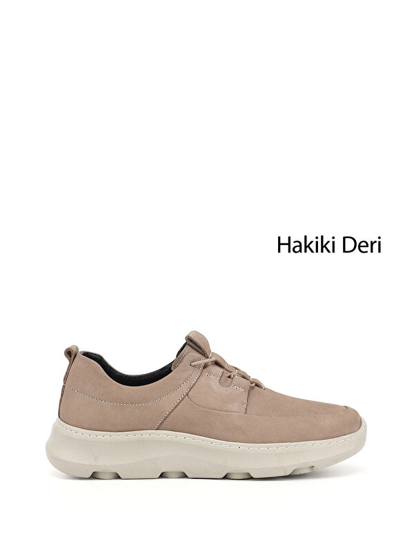 GÖNDERİ(R) Erkek VİZON Bağcıklı Hakiki Deri Comfort Sneaker
