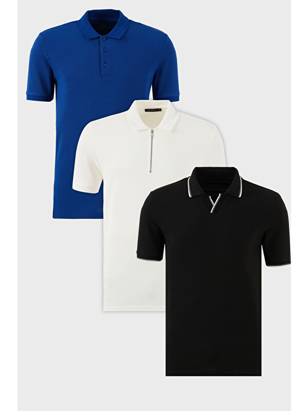 Buratti Pamuklu Regular Fit 3'lü Paket Polo Yaka Tişört 59029641527S3