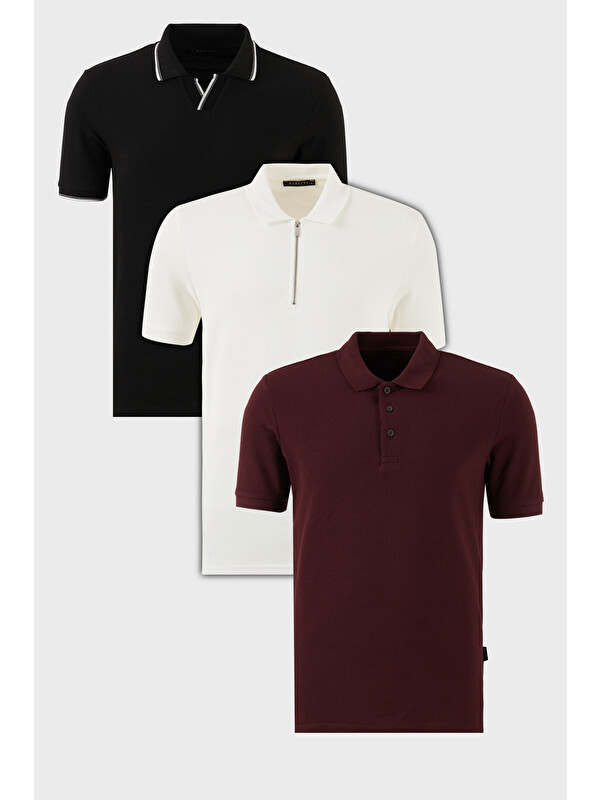 Buratti Pamuklu Regular Fit 3'lü Paket Polo Yaka Tişört 59029641527S3