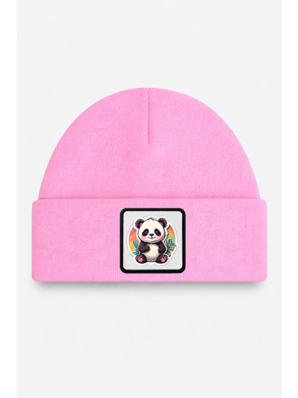 BlackBörk Panda Logolu Pembe Çocuk Bere