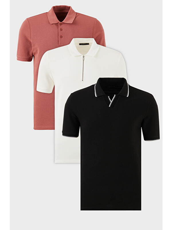 Buratti Pamuklu Regular Fit 3'lü Paket Polo Yaka Tişört 59029641527S3