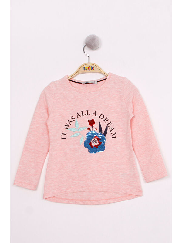 Toontoykids Kız Çocuk Pullu Güllü Nakışlı T-Shirt