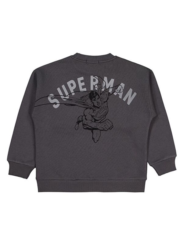 Superman Logo Baskılı 6-9 Yaş Sweatshirt - Gri 6-7 Yaş