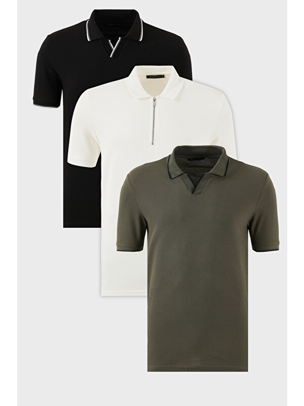 Buratti Pamuklu Regular Fit 3'lü Paket Polo Yaka Tişört 590296415S3