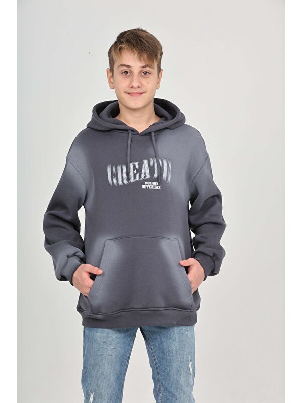 Toontoykids Erkek Çocuk Relax Fit Kapüşonlu Cepli Baskılı Sweatshirt