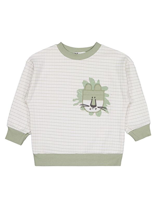 Civil Boys Aslan Nakışlı 2-5 Yaş Sweatshirt - Yeşil 4-5 Yaş