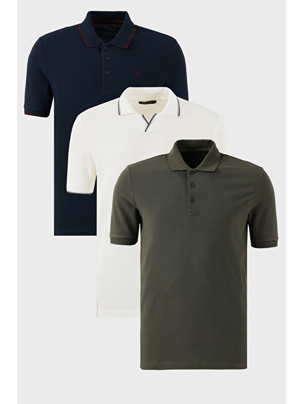 Buratti Pamuklu Regular Fit 3'lü Paket Polo Yaka Tişört 59029641827S3