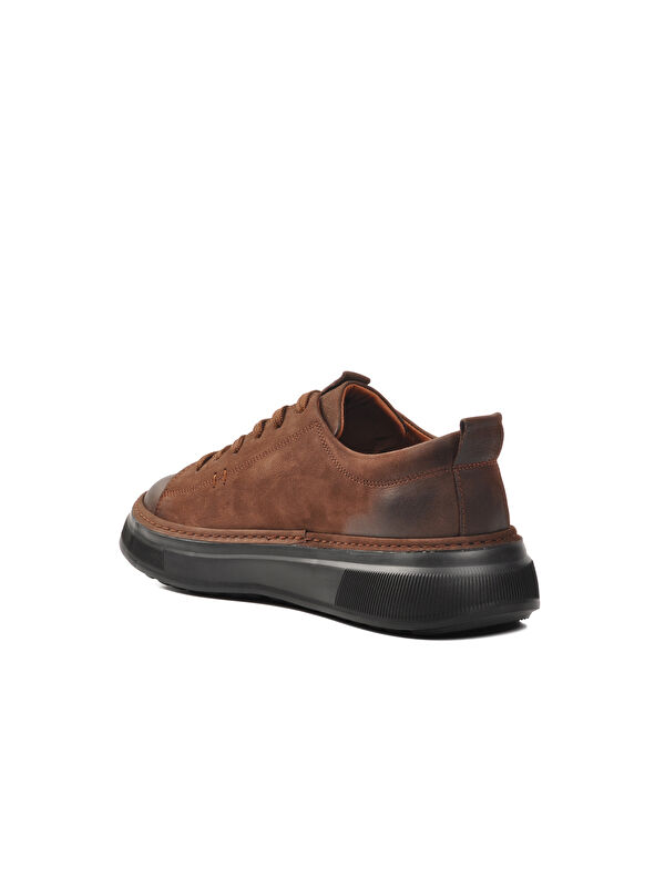 Kahve Nubuk Hakiki Deri Erkek Sneaker 396149 - Görsel 5