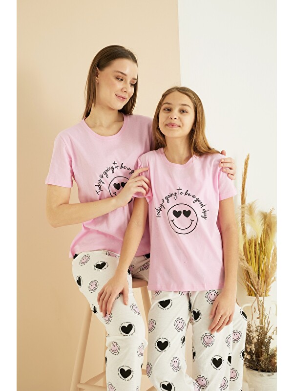 Siyah İnci Pamuklu Bisiklet Yaka Örme Pijama Takım25107127