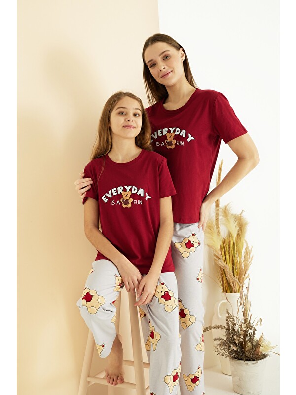 Siyah İnci Pamuklu Bisiklet Yaka Örme Pijama Takım25107132