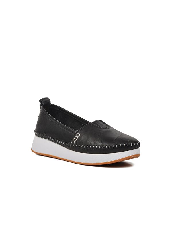 Siyah Hakiki Deri Anatomik Kadın Casual Ayakkabı 24075 - Görsel 4