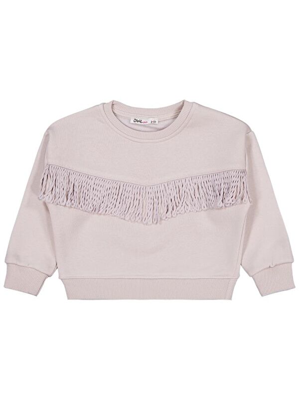 Civil Girls Püsküllü 2-5 Yaş Sweatshirt - Bej 3-4 Yaş