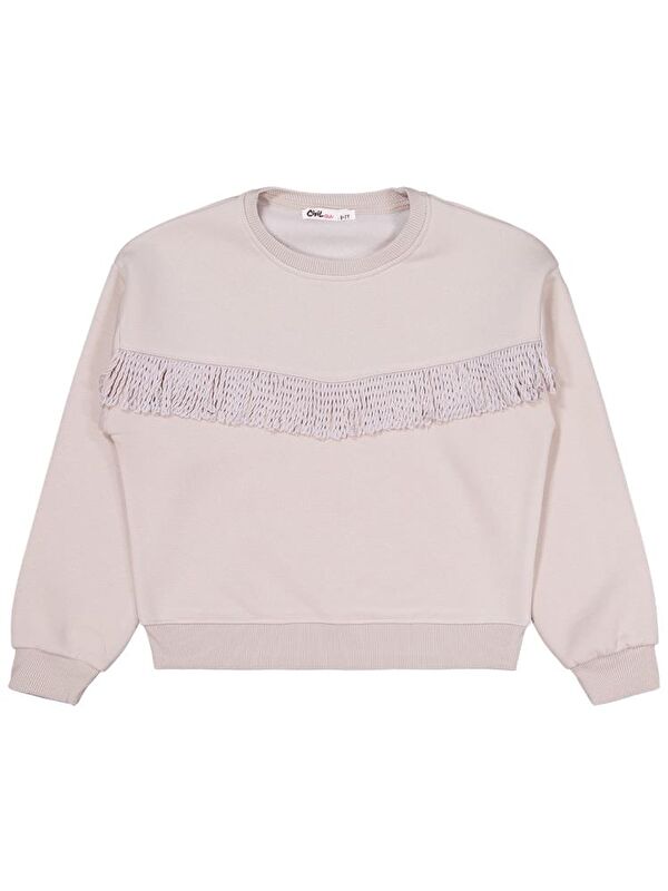 Civil Girls Püsküllü 6-9 Yaş Sweatshirt - Bej 7-8 Yaş
