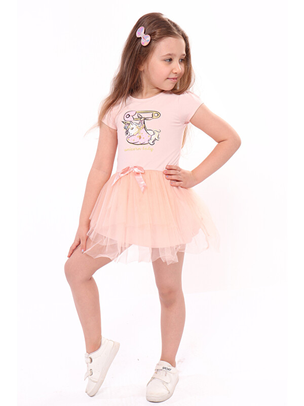 Toontoykids Kız Çocuk Baskılı Elbise