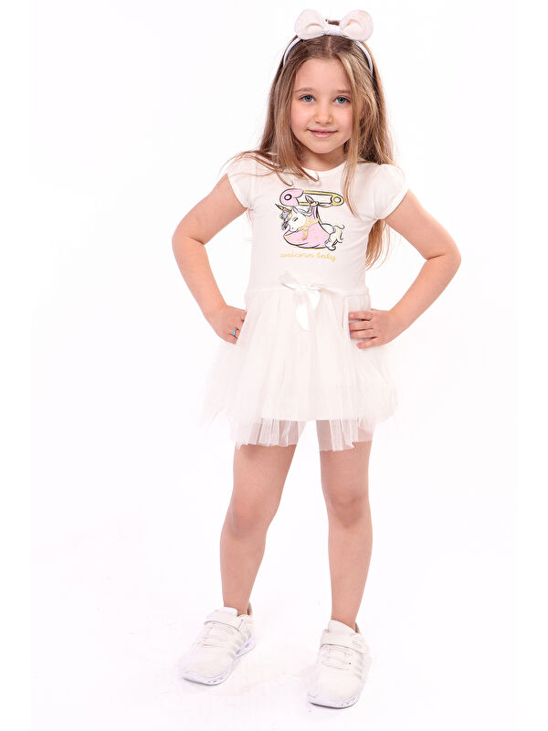 Toontoykids Kız Çocuk Baskılı Elbise