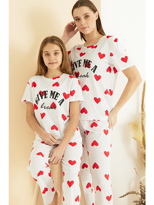 Siyah İnci Pamuklu Bisiklet Yaka Örme Pijama Takım25107148