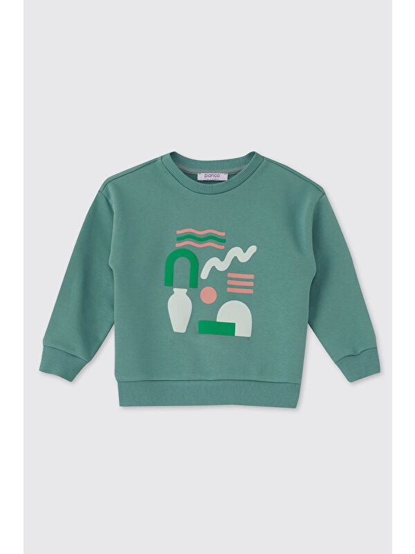 Panço Erkek Bebek Baskılı Yeşil Sweatshirt