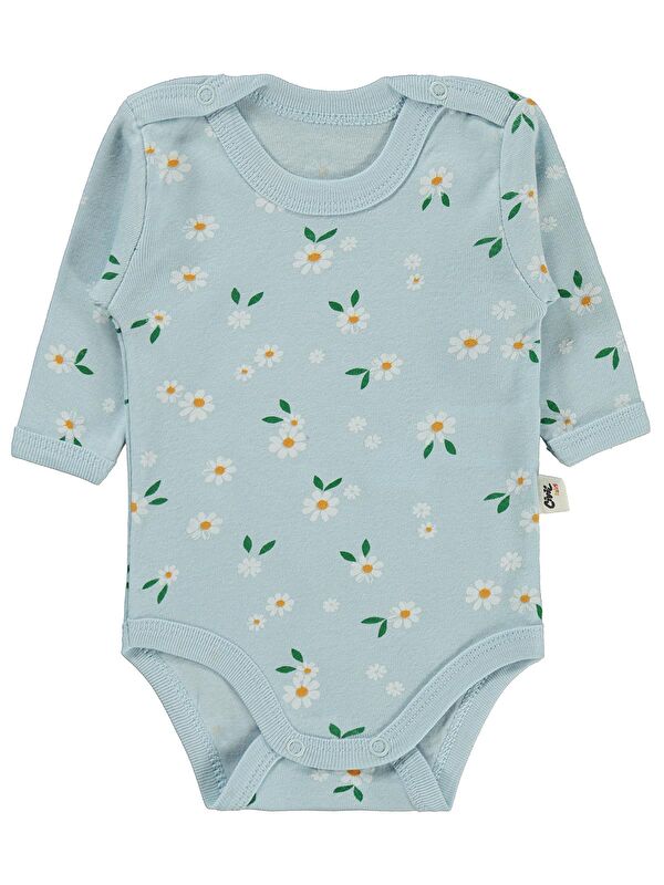 Civil Baby Çiçek Empirme 1-36 Ay Çıtçıtlı Badi - Mavi
