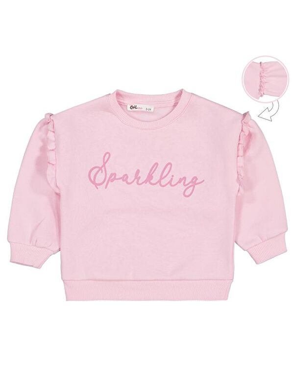 Civil Girls SPARKLING Baskılı 2-5 Yaş Sweatshirt - Pudra 5-6 Yaş