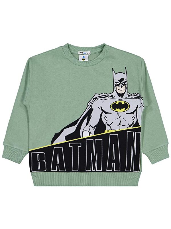 Batman Baskılı 6-9 Yaş Sweatshirt - Yeşil 6-7 Yaş