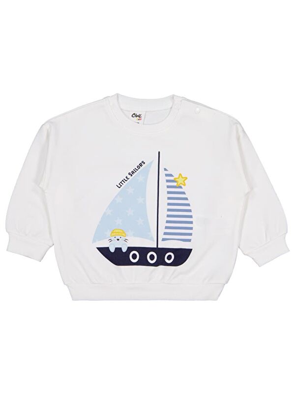 Civil Baby Yelken Baskılı 6-18 Ay Sweatshirt - Beyaz 18-24 Ay