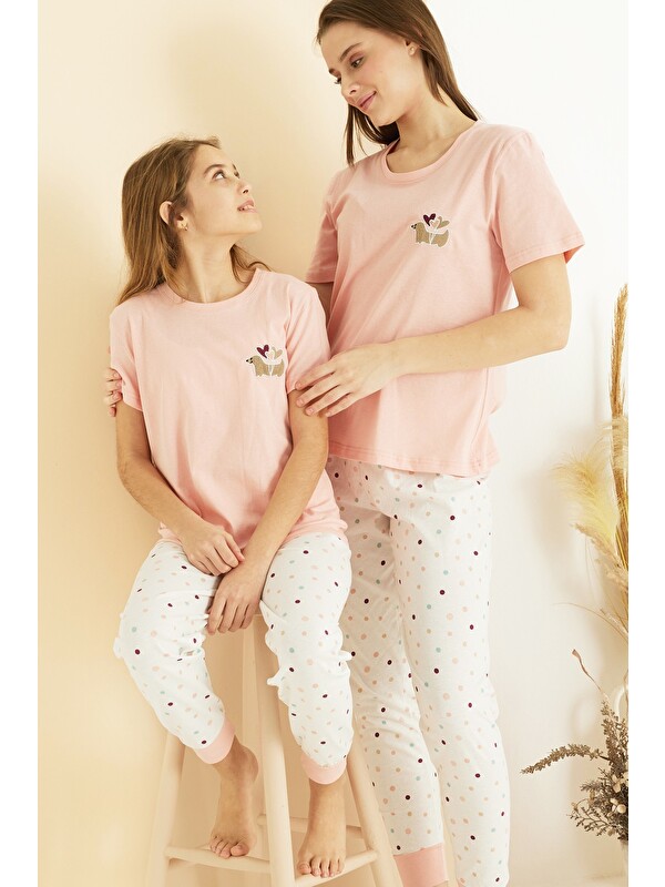 Siyah İnci Pamuklu Bisiklet Yaka Örme Pijama Takım25107158