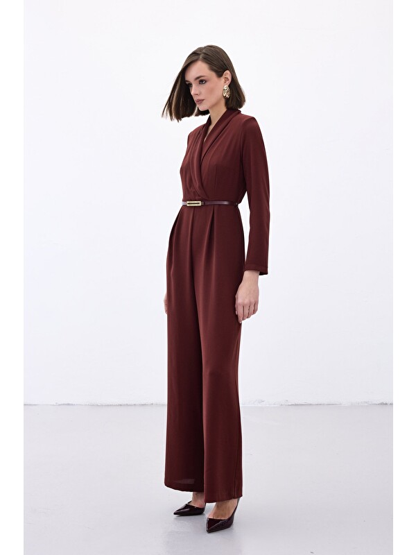 SATEEN Kemerli Salaş Tulum - Bordo