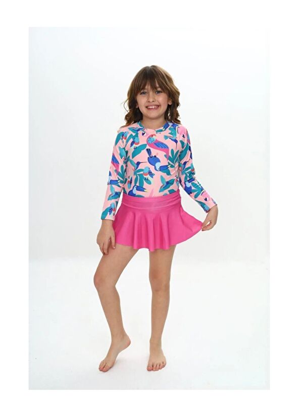 My Kids Wear Etek Detaylı Kız Çocuk Renkli 2 li Mayo