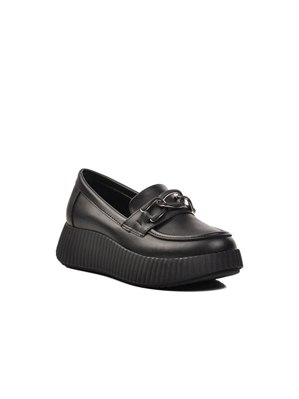 Siyah Cilt Kadın Casual Ayakkabı 389120 - Görsel 4