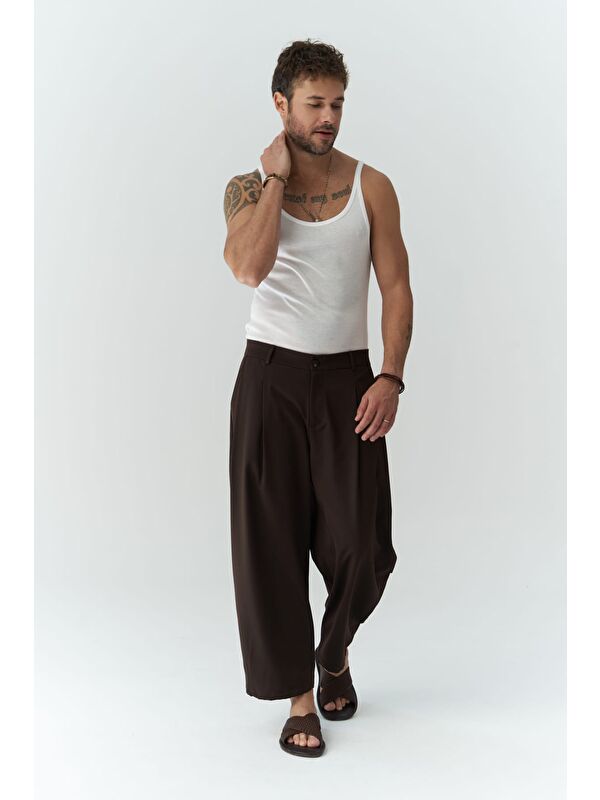 Mai Collection Hector Kahve Geniş Paça  Erkek Pantolon