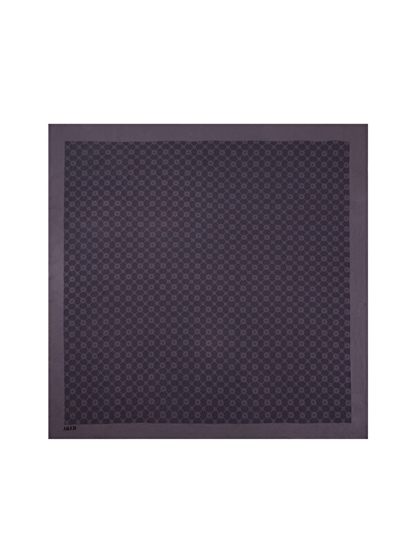 AKER Füme 100X100 Elegance Monogram Eşarp
