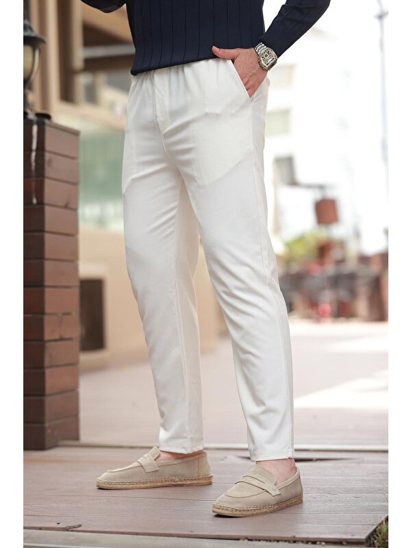 Madmext Beyaz Relaxed Erkek Pantolon 6510