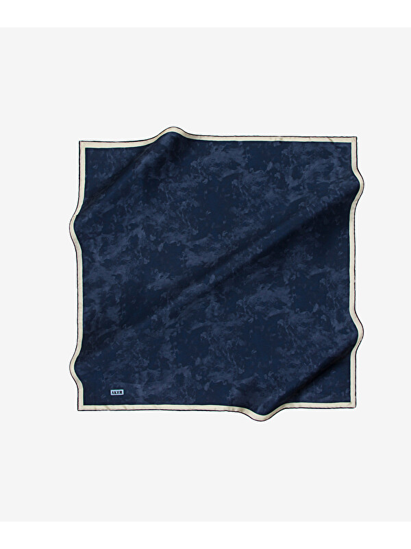 AKER Lacivert 90X90 İpek Twill Eşarp