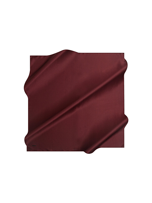 AKER Bordo 90X90 Düz Taşlanmış İpek Krep Saten Eşarp
