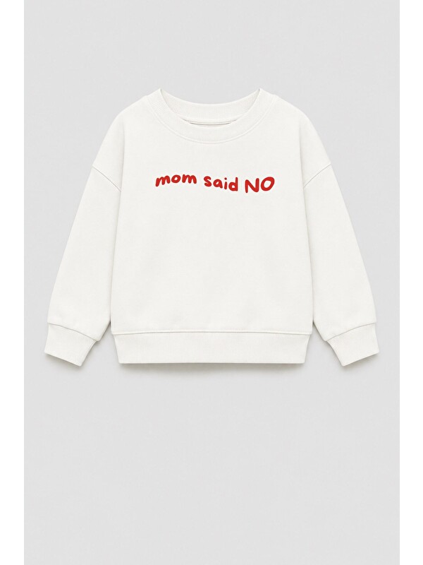 Monila Unisex Çocuk 3 İplik Kumaş Slogan Baskılı Pamuklu Sweatshirt