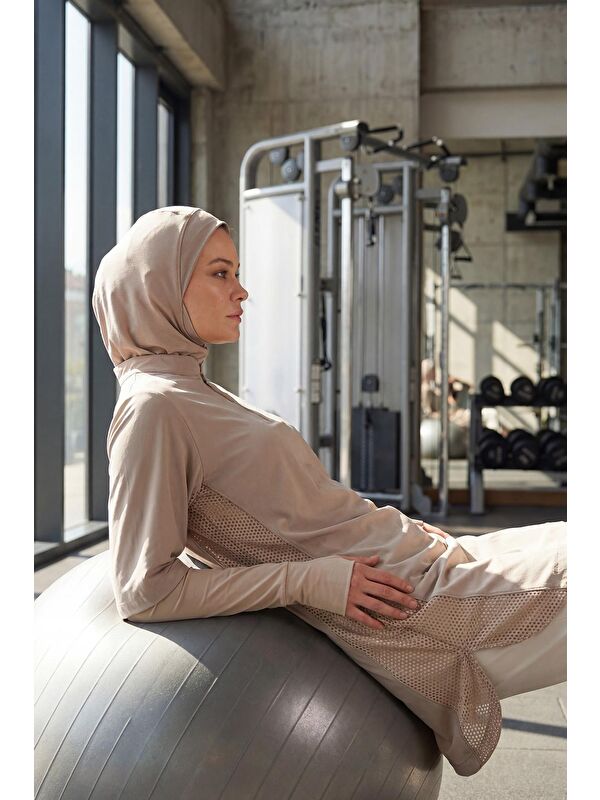 Haşema Active H-Per Fit Lazer Kesim Detaylı Vizon Tesettür Antrenman Üstü Act-33