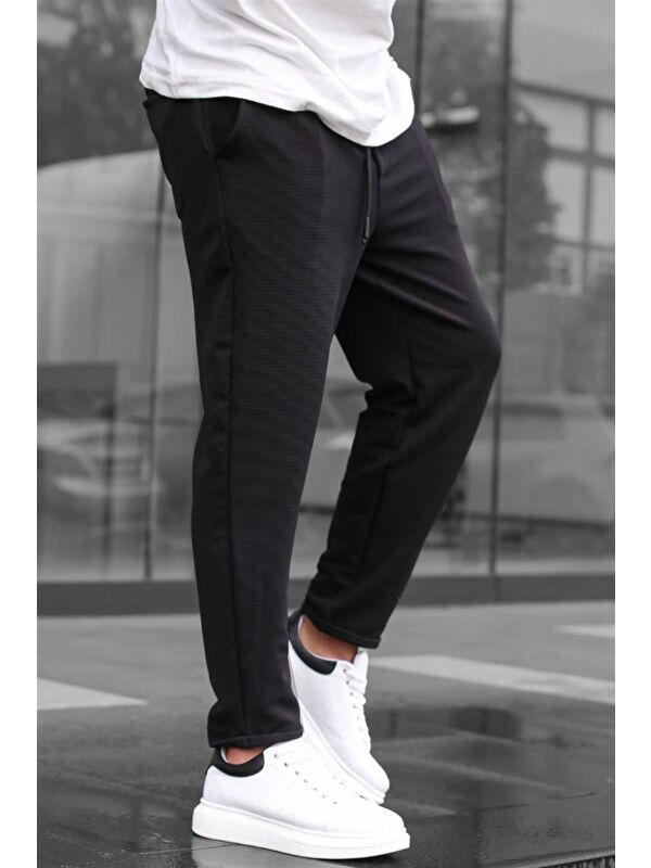 Madmext Siyah Basic Waffle Kumaş Erkek Pantolon 6509